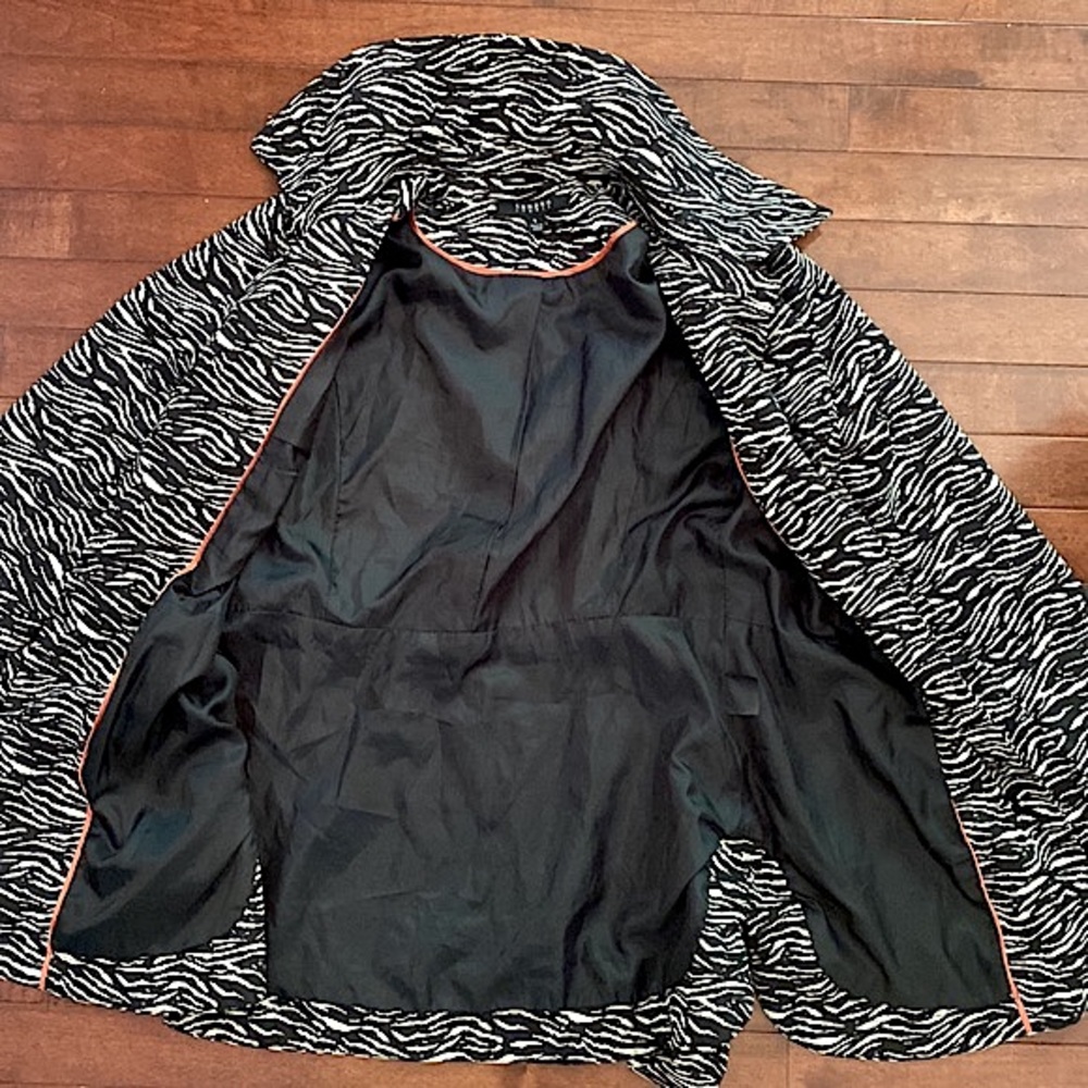 Sandro Studio Zebra Print SZ S Mob Wife Indie Sleaze Parisian Chic Trench Coat - Picture 11 of 13